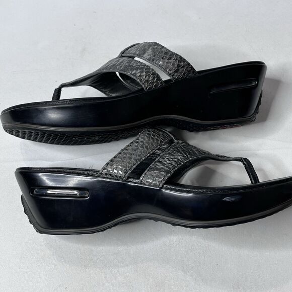 Cole Haan  Grey Snakeskin Platform Wedge Sandals Women’s Size 8.5 B - Picture 8 of 15